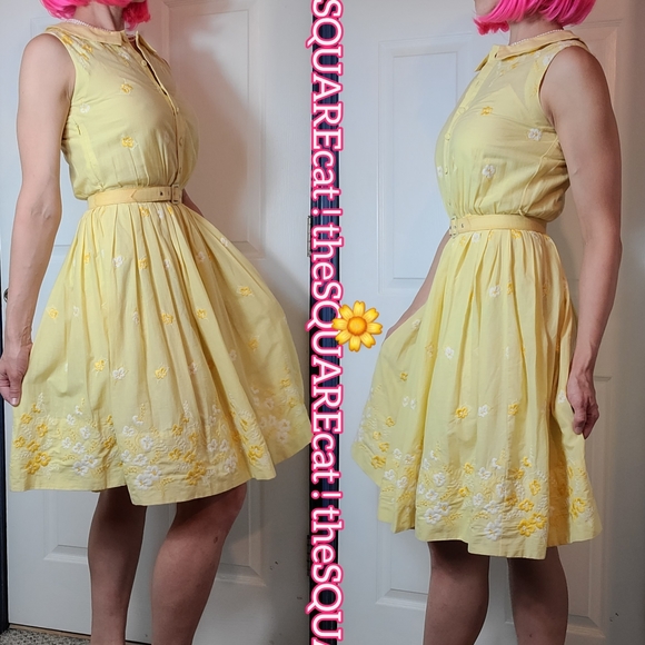 90s π» Betsey Johnson Embroidered daisies Sundress - Picture 3 of 11